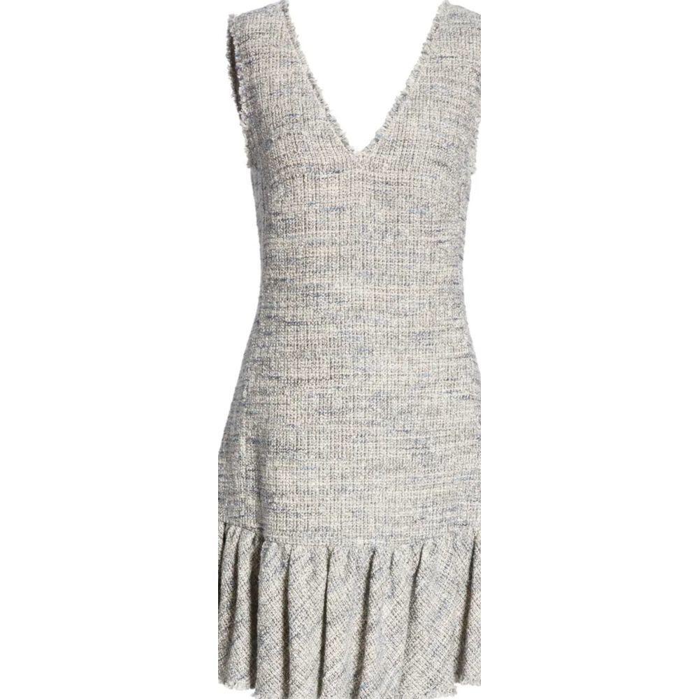 REBECCA TAYLOR Sleeveless V neck Tweed blue grey Ruffle Hem Sheath Dress… - Picture 14 of 16